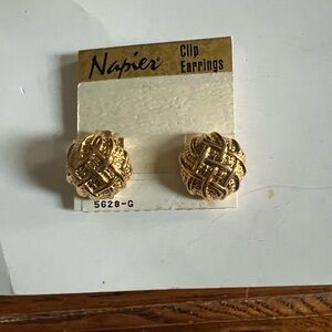 Napier Gold Woven Clip Earrings
